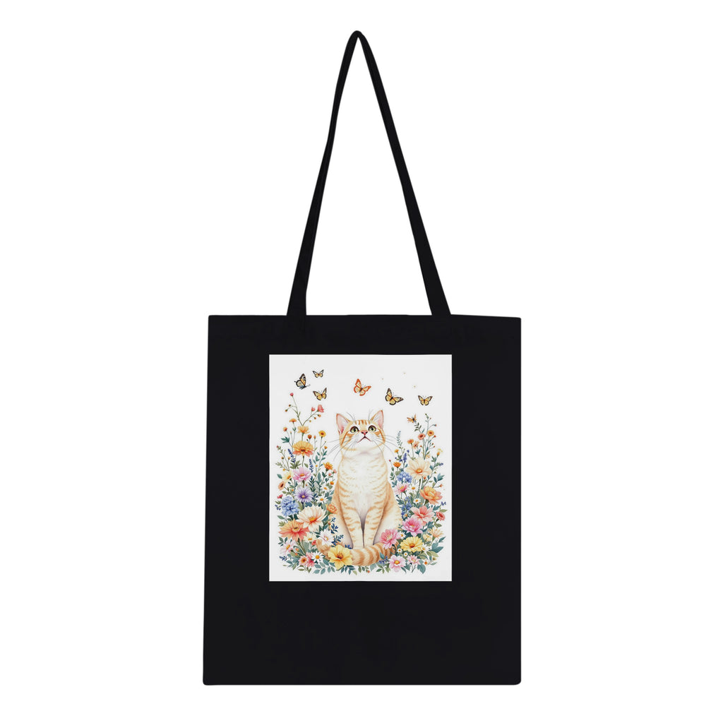 Cat In Flowers Cotton Shopper UK Tote Bag — detail view | Wild Thread Co
