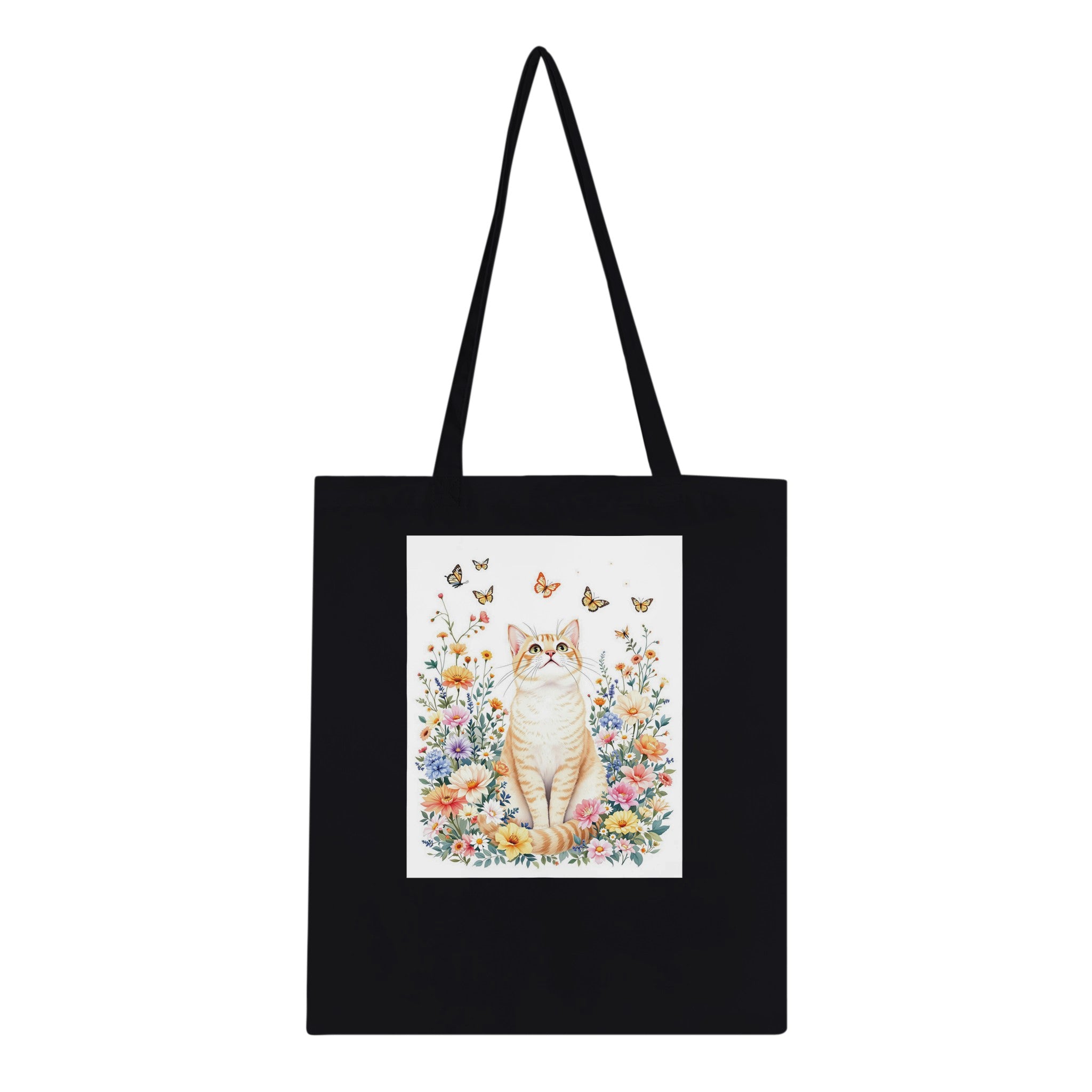 Cat In Flowers Cotton Shopper UK Tote Bag — detail view | Wild Thread Co