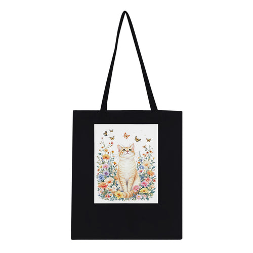 Cat In Flowers Cotton Shopper UK Tote Bag — detail view | Wild Thread Co