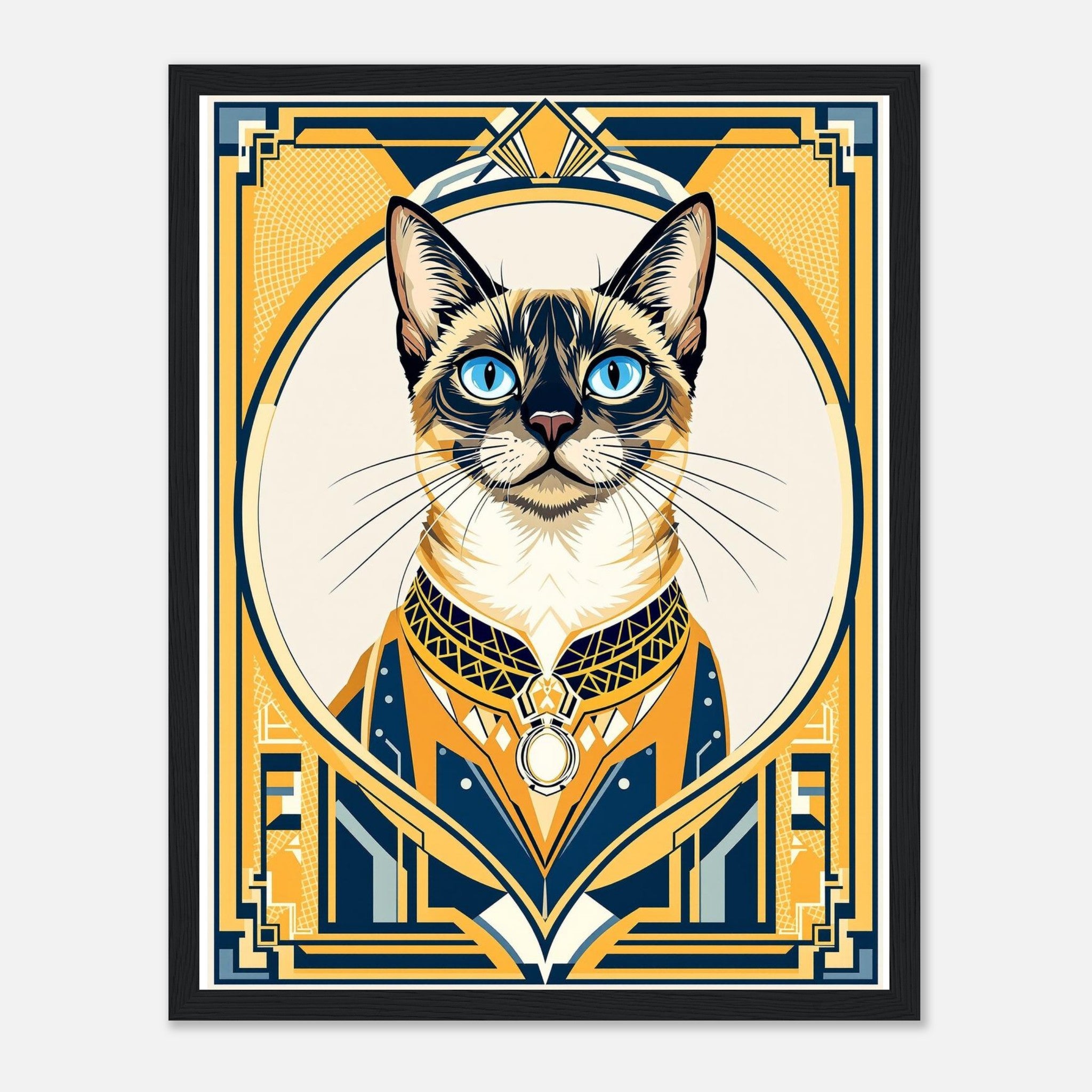 Siamese Cat Elegance Wall Art Ready to Hang UK Framed Print Ha Framed Art Print — detail view | Wild Thread Co