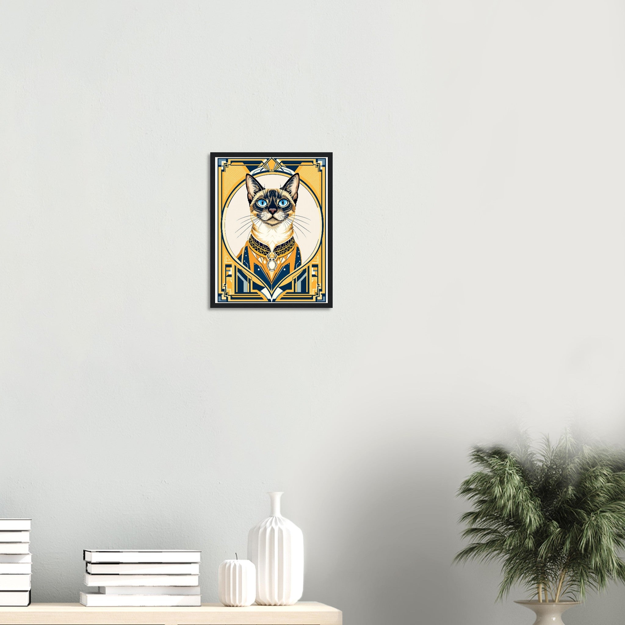 Siamese Cat Elegance Wall Art Ready to Hang UK Framed Print Ha Framed Art Print — detail view | Wild Thread Co