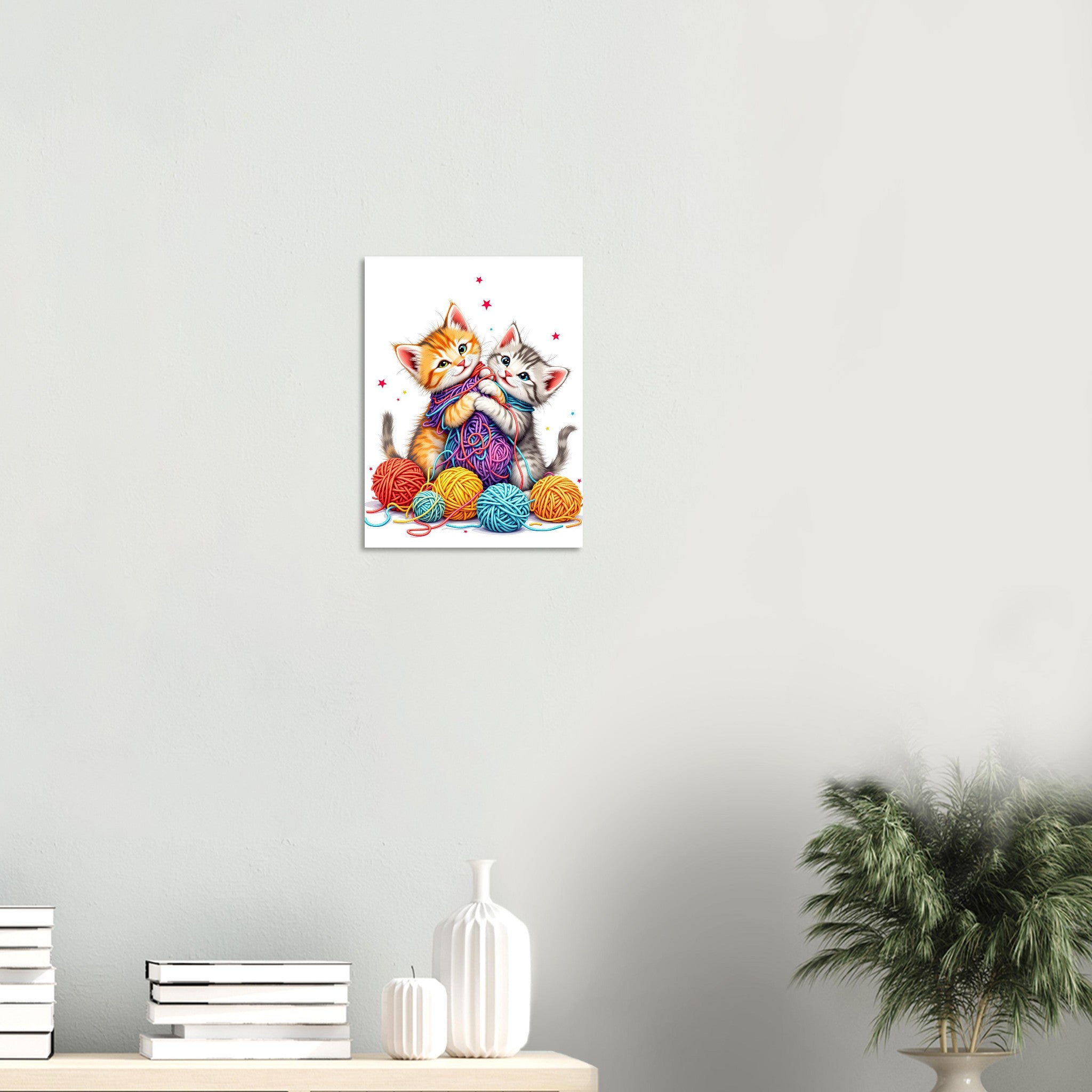Cats Playing Yarn Art Wall Art UK Art Art Print Art Print — detail view | Wild Thread Co