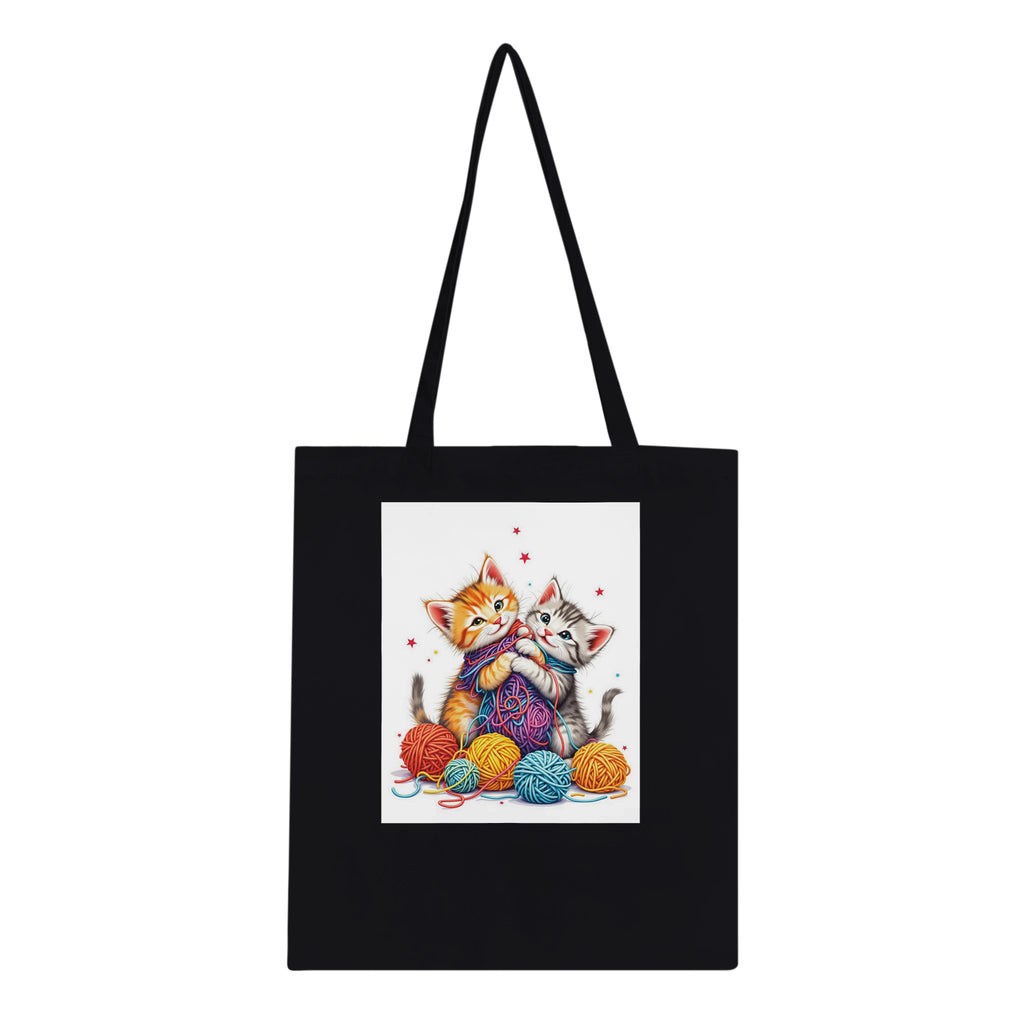Cats Playing Yarn Cotton Shopper UK Tote Bag — detail view | Wild Thread Co