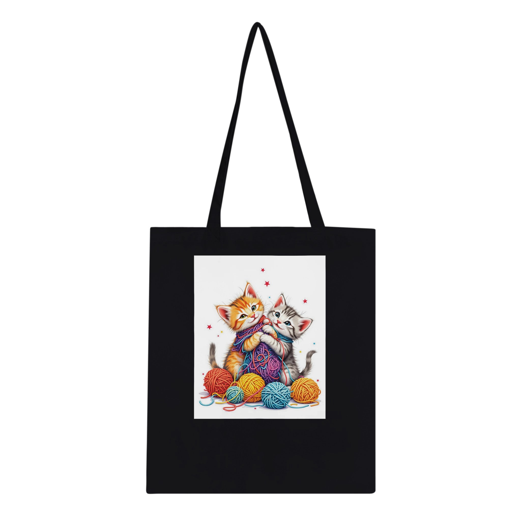 Cats Playing Yarn Cotton Shopper UK Tote Bag — detail view | Wild Thread Co
