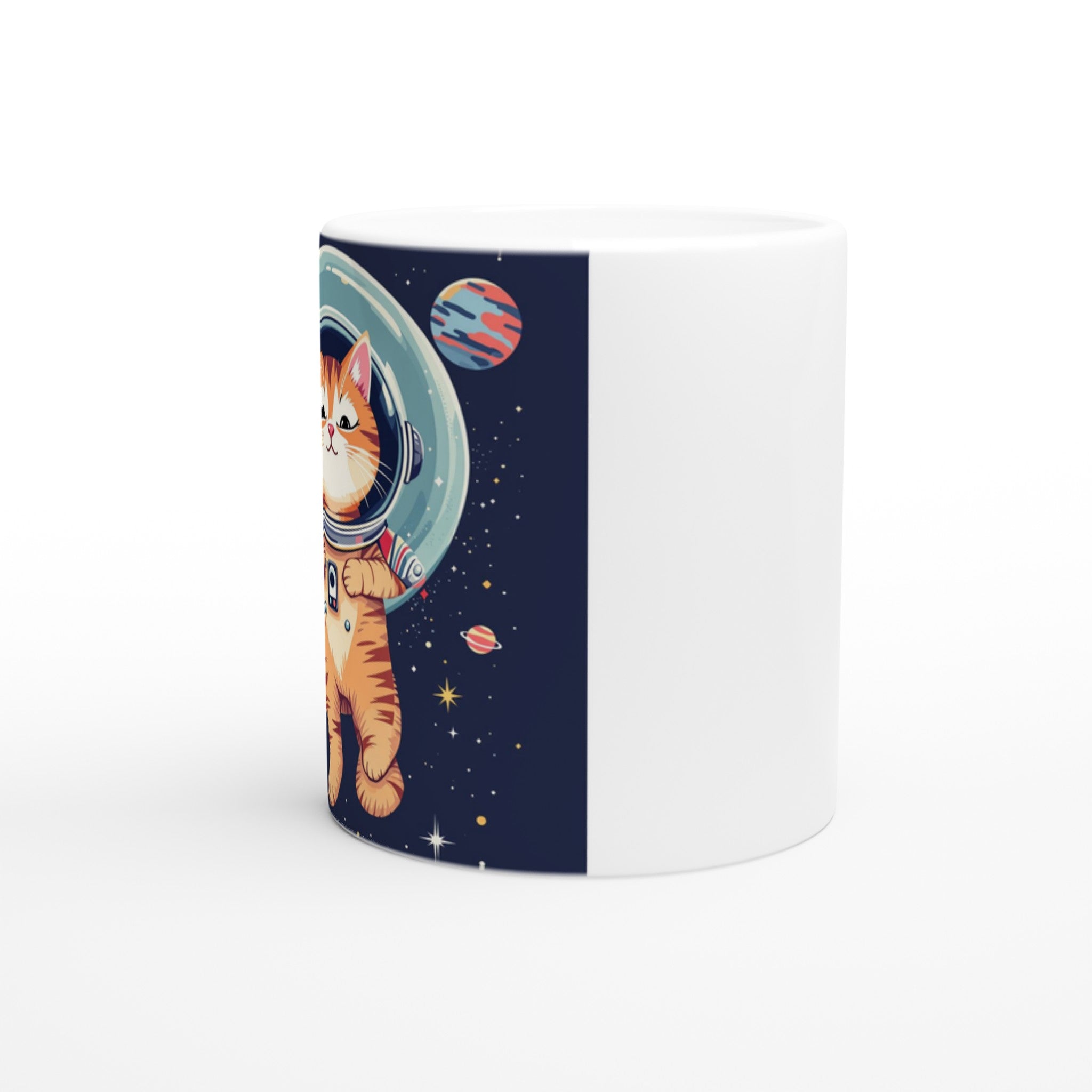 Cat Astronaut Coffee Tea Ceramic 11oz Mug — detail view | Wild Thread Co