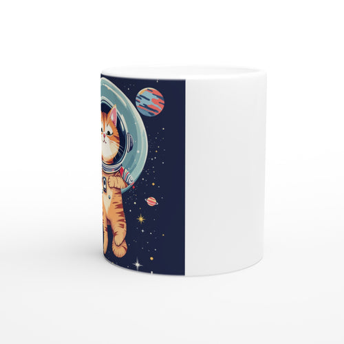 Cat Astronaut Coffee Tea Ceramic 11oz Mug — detail view | Wild Thread Co