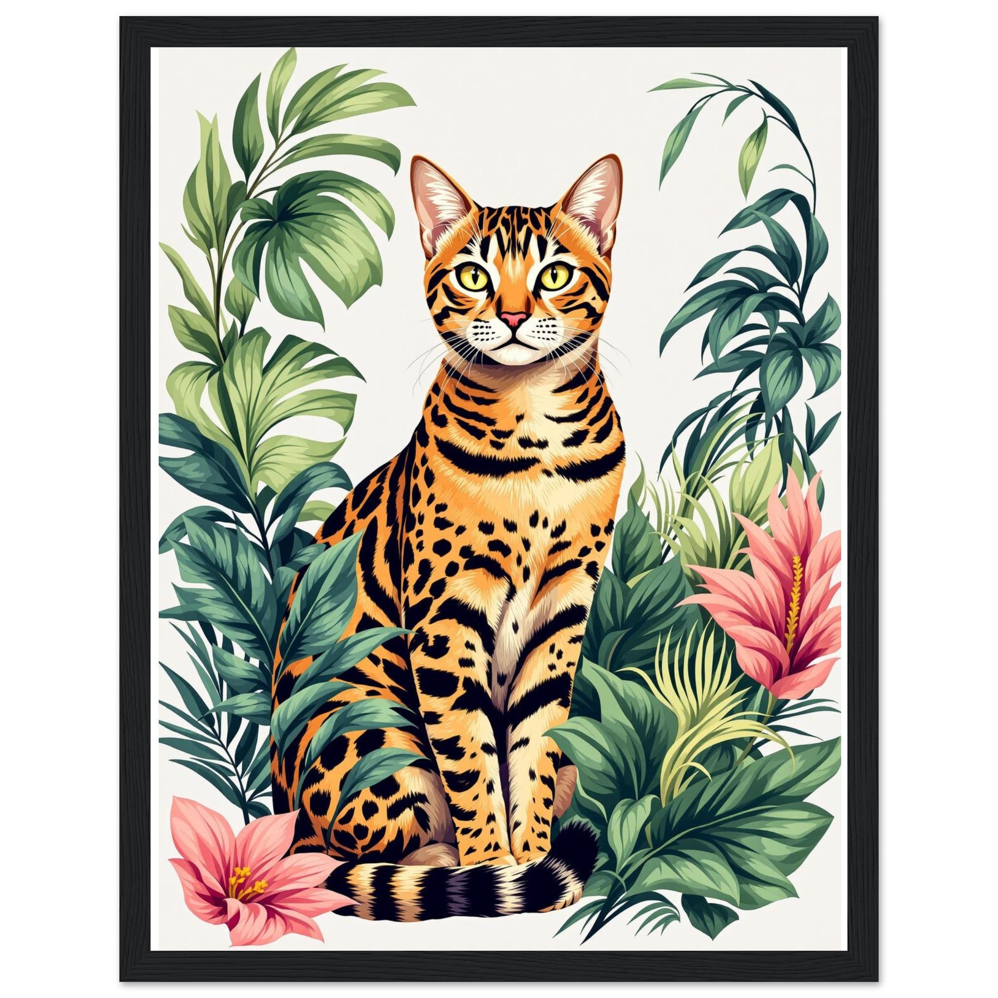 Bengal Cat Jungle Framed Print Wall Art Ready to Hang UK — Framed Art Print | Wild Thread Co UK