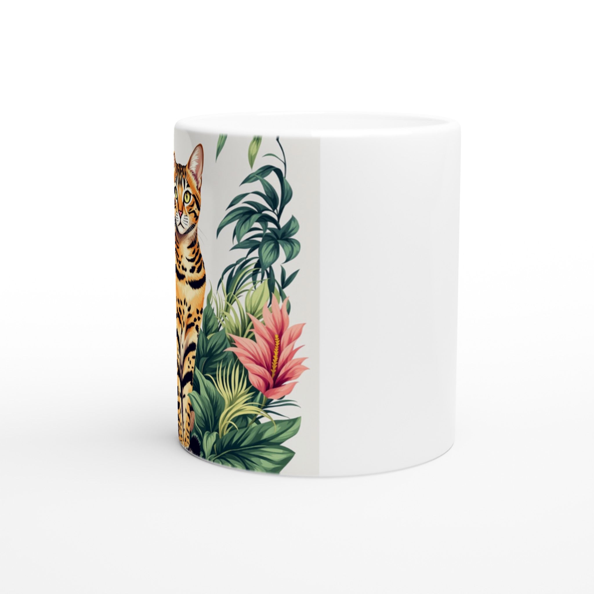 Bengal Cat Jungle Coffee Tea Ceramic 11oz Mug — detail view | Wild Thread Co