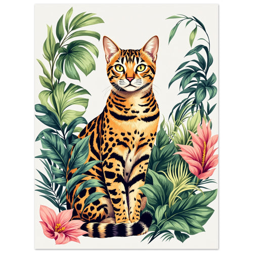 Bengal Cat Jungle Art Wall Art UK Art Art Print Art Print — detail view | Wild Thread Co