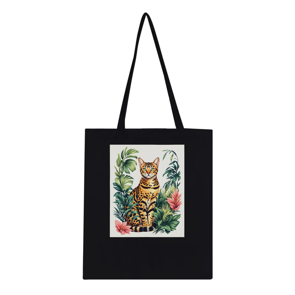 Bengal Cat Jungle Cotton Shopper UK Tote Bag — detail view | Wild Thread Co