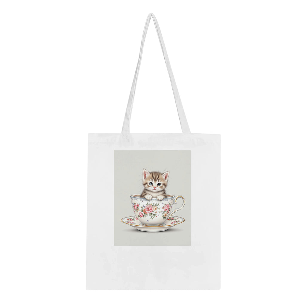 Cat And Teacup Cotton Shopper UK — Tote Bag | Wild Thread Co UK