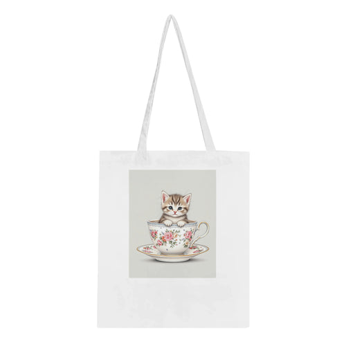 Cat And Teacup Cotton Shopper UK — Tote Bag | Wild Thread Co UK