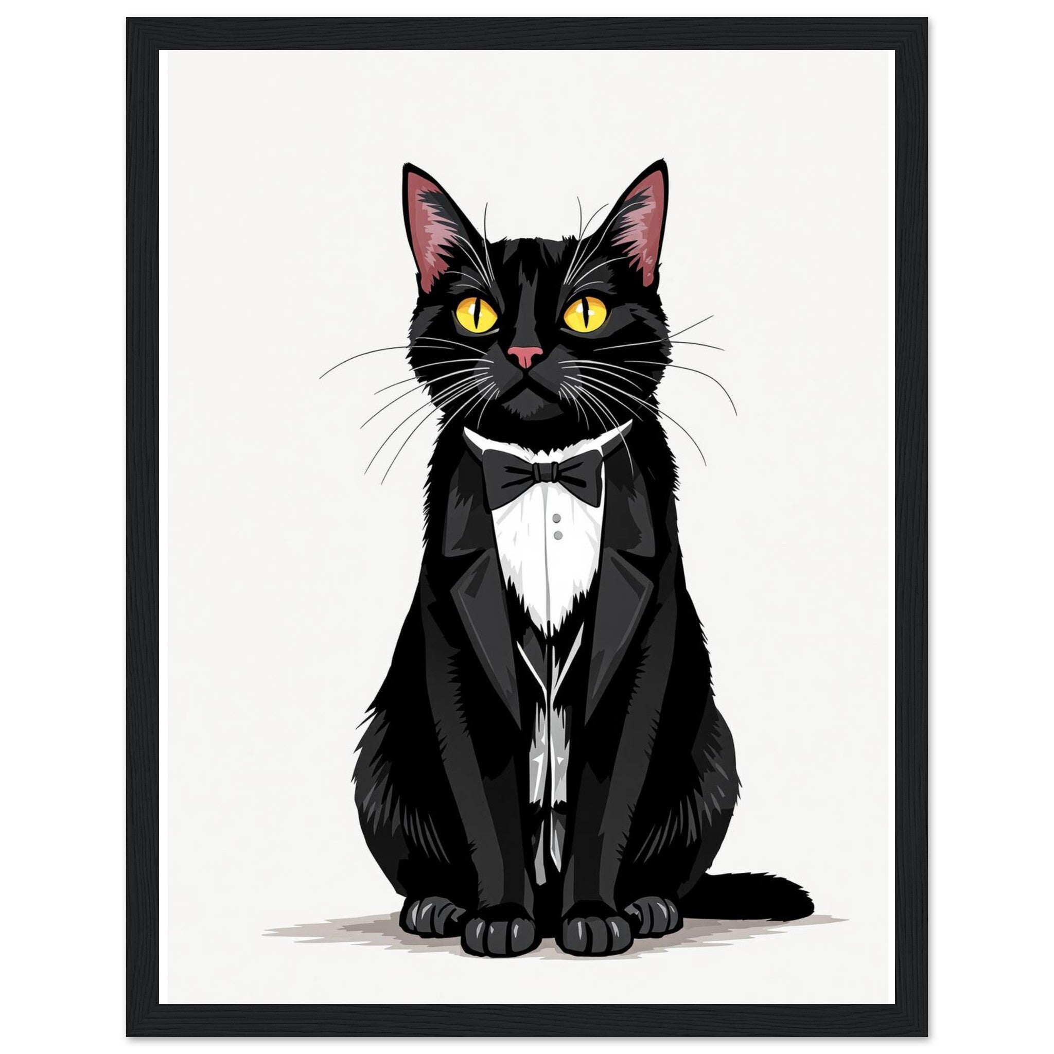 Tuxedo Cat Gentleman Wall Art Ready to Hang UK Framed Print Ha — Framed Art Print | Wild Thread Co UK
