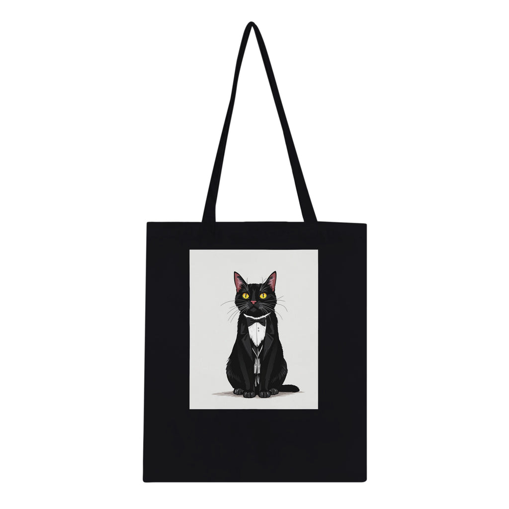 Tuxedo Cat Gentleman Cotton Shopper UK Tote Bag — detail view | Wild Thread Co
