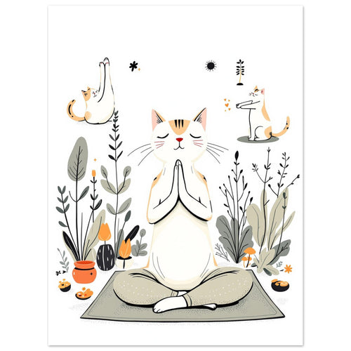 Cat Yoga Poses Art Wall Art UK Art Art Print Art Print — detail view | Wild Thread Co