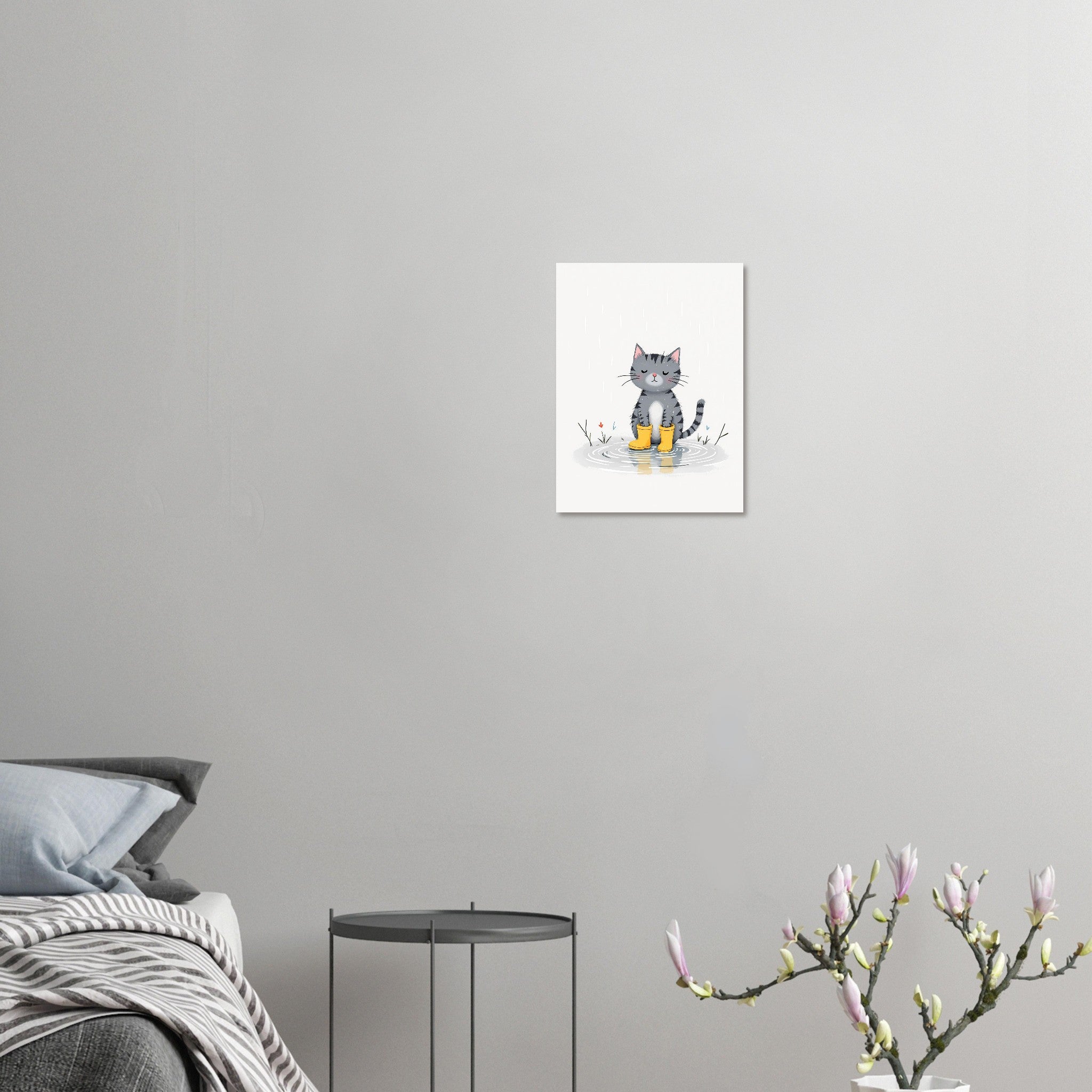 Cat In Rain Puddle Art Wall Art UK Art Art Print Art Print — detail view | Wild Thread Co