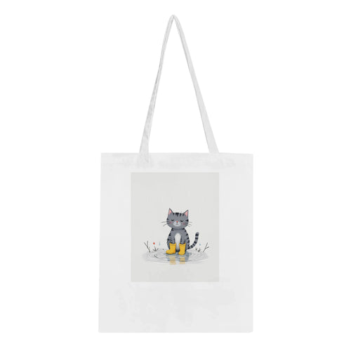 Cat In Rain Puddle Cotton Shopper UK — Tote Bag | Wild Thread Co UK