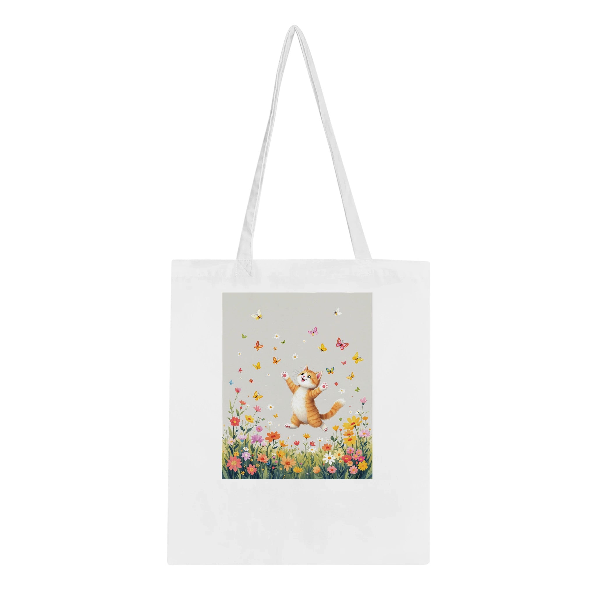 Cat Chasing Butterflies Cotton Shopper UK — Tote Bag | Wild Thread Co UK
