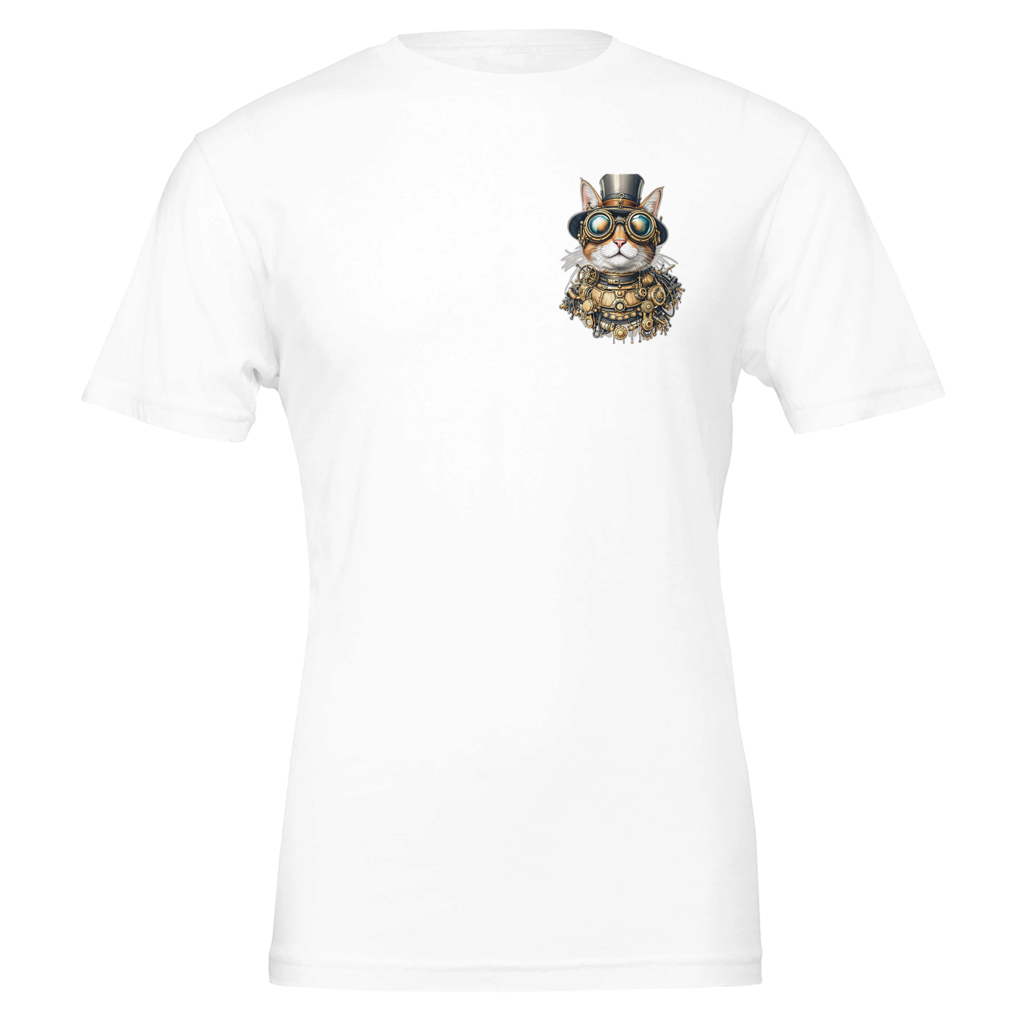 Steampunk Cat T-Shirt Unisex Cotton Tee UK T-Shirt — detail view | Wild Thread Co