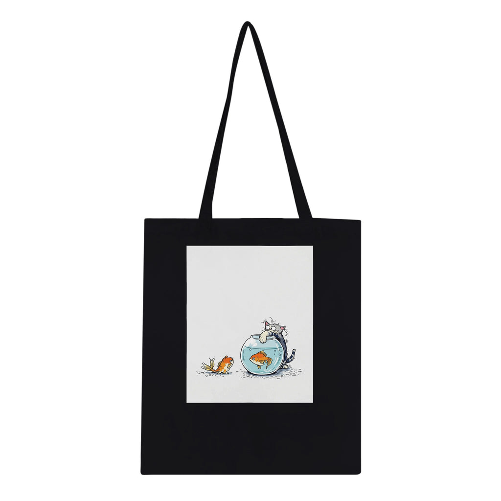 Cat And Fish Bowl Cotton Shopper UK Tote Bag — detail view | Wild Thread Co