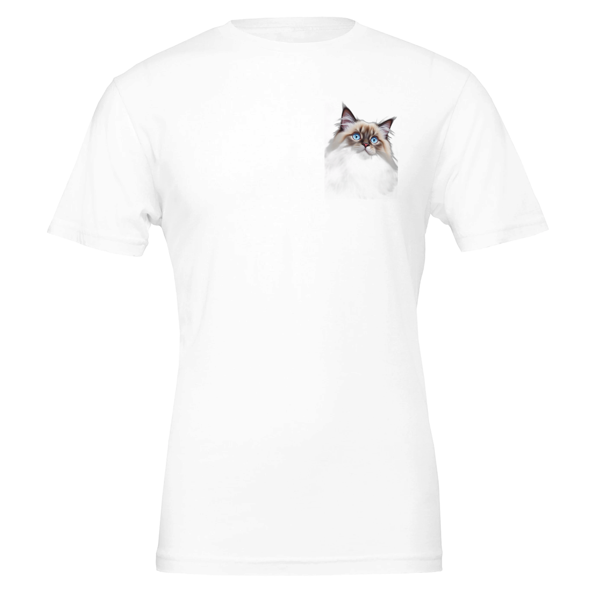 Ragdoll Cat Blue Eyes T-Shirt Unisex Cotton Tee UK T-Shirt — detail view | Wild Thread Co