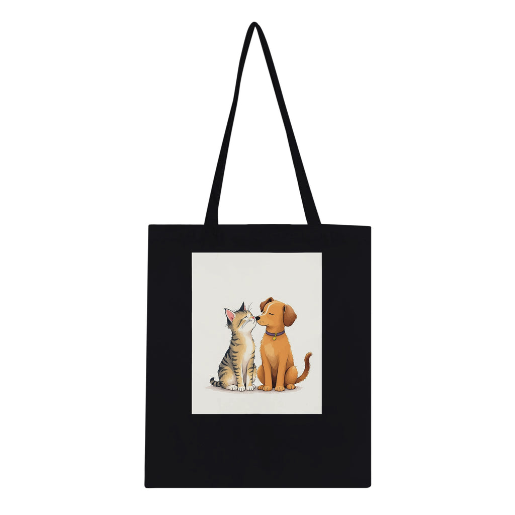 Cat And Dog Friends Cotton Shopper UK Tote Bag — detail view | Wild Thread Co