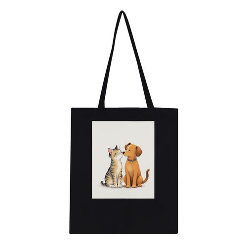 Cat And Dog Friends Cotton Shopper UK Tote Bag — detail view | Wild Thread Co