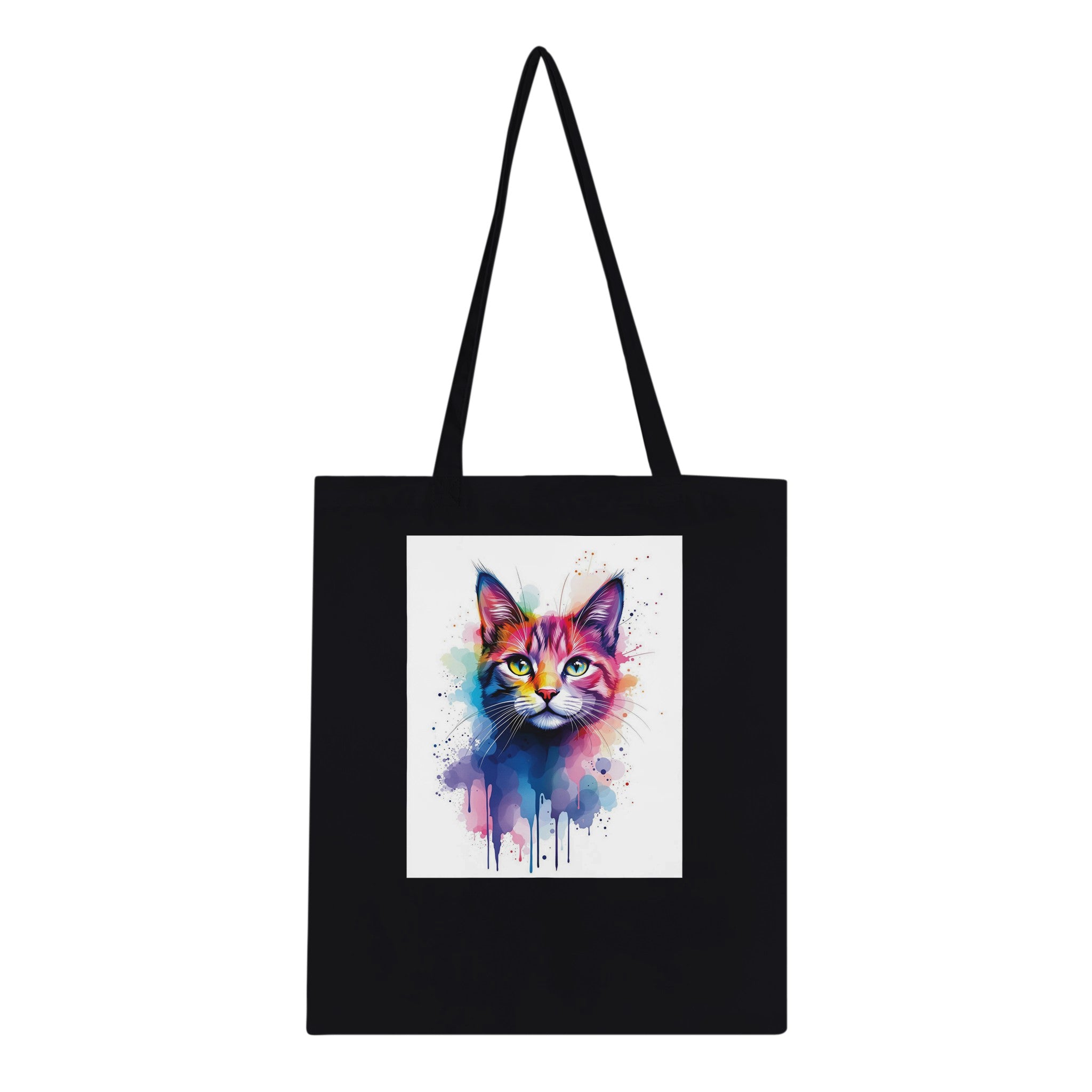 Watercolour Cat Splash Cotton Shopper UK Tote Bag — detail view | Wild Thread Co