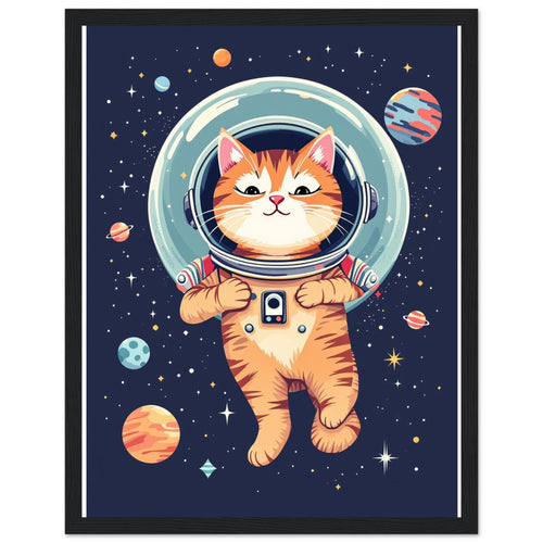 Cat Astronaut Art Wall Art Ready to Hang UK Framed Print Hang — Framed Art Print | Wild Thread Co UK
