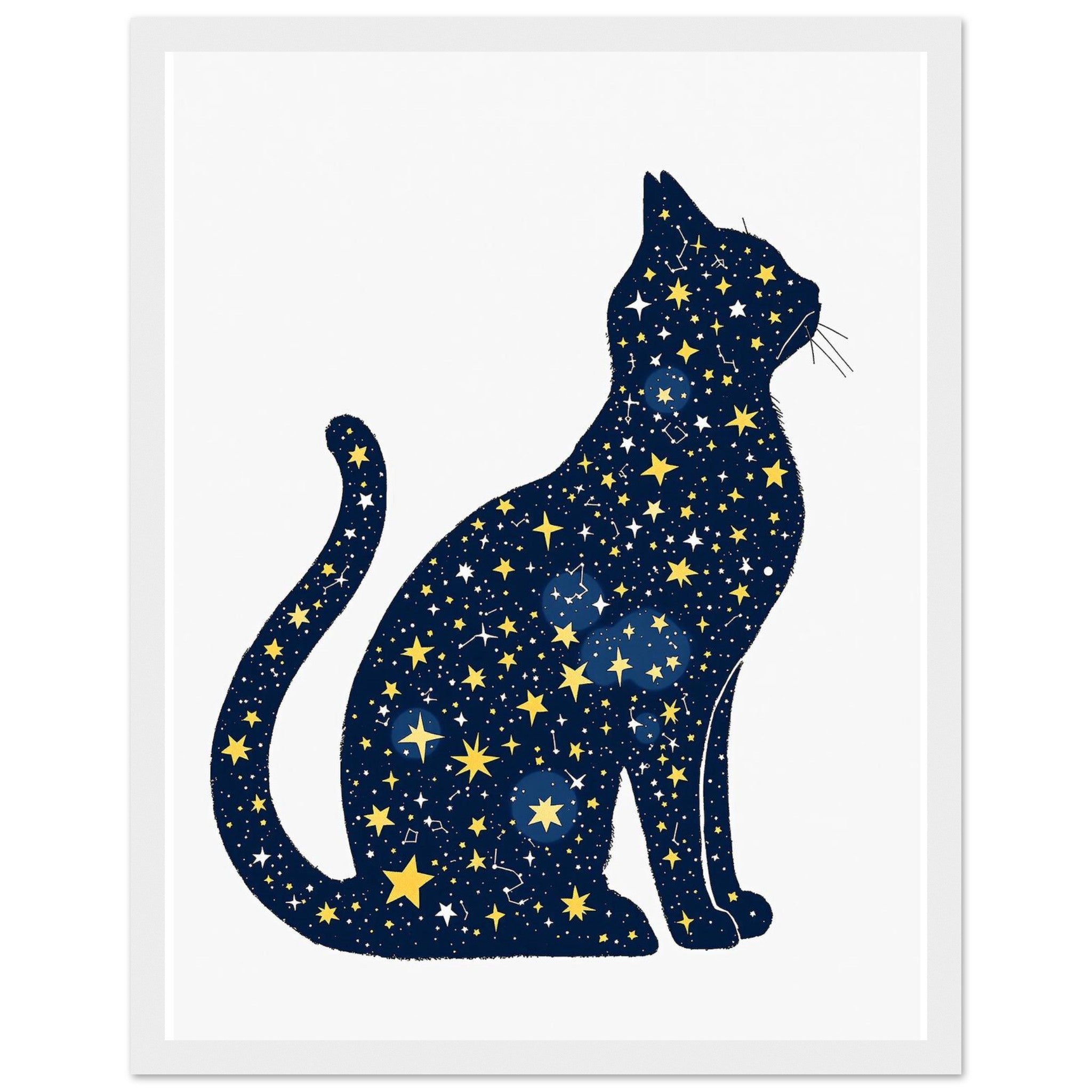 Cat Constellation Art Wall Art Ready to Hang UK Framed Print H Framed Art Print — detail view | Wild Thread Co
