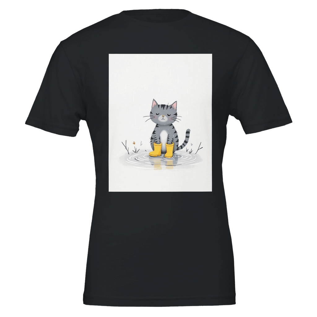 Cat In Rain Puddle T-Shirt | Unique Gift UK - Wild Thread Co