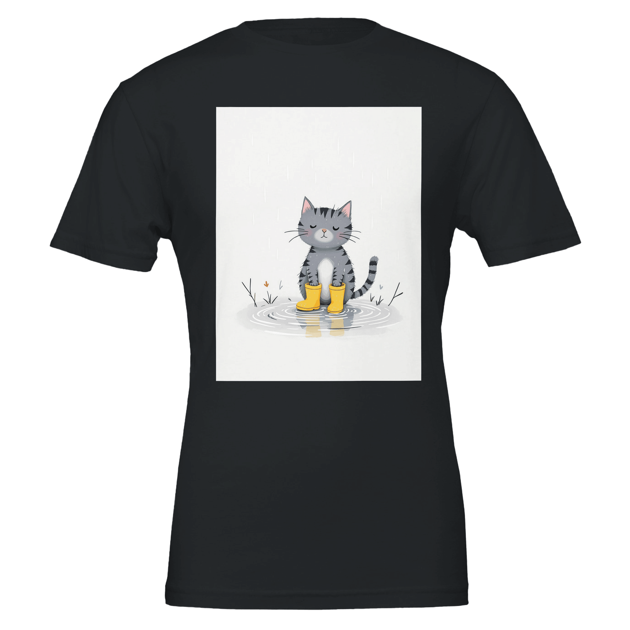 Cat In Rain Puddle T-Shirt | Unique Gift UK - Wild Thread Co