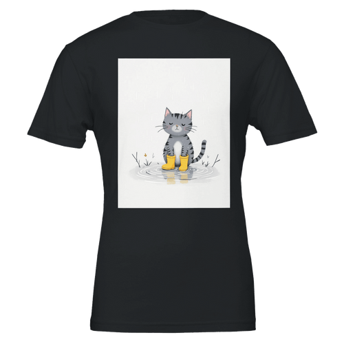 Cat In Rain Puddle T-Shirt | Unique Gift UK - Wild Thread Co