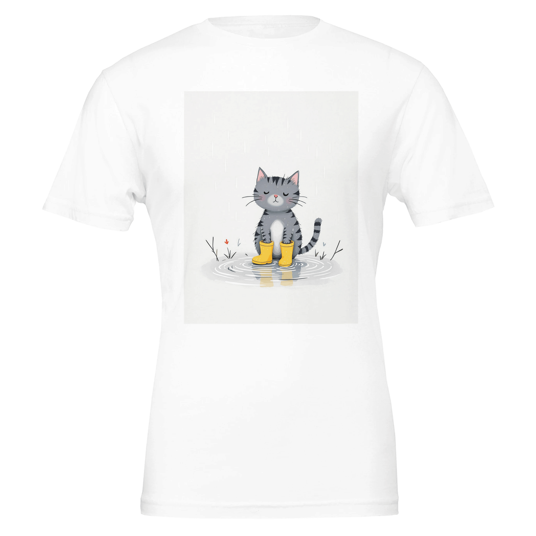 Cat In Rain Puddle T-Shirt | Unique Gift UK - Wild Thread Co