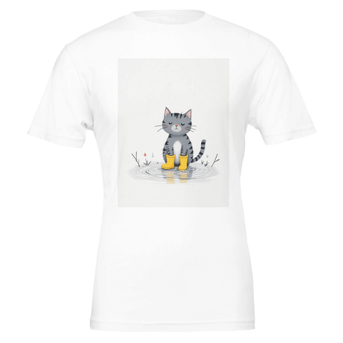 Cat In Rain Puddle T-Shirt | Unique Gift UK - Wild Thread Co