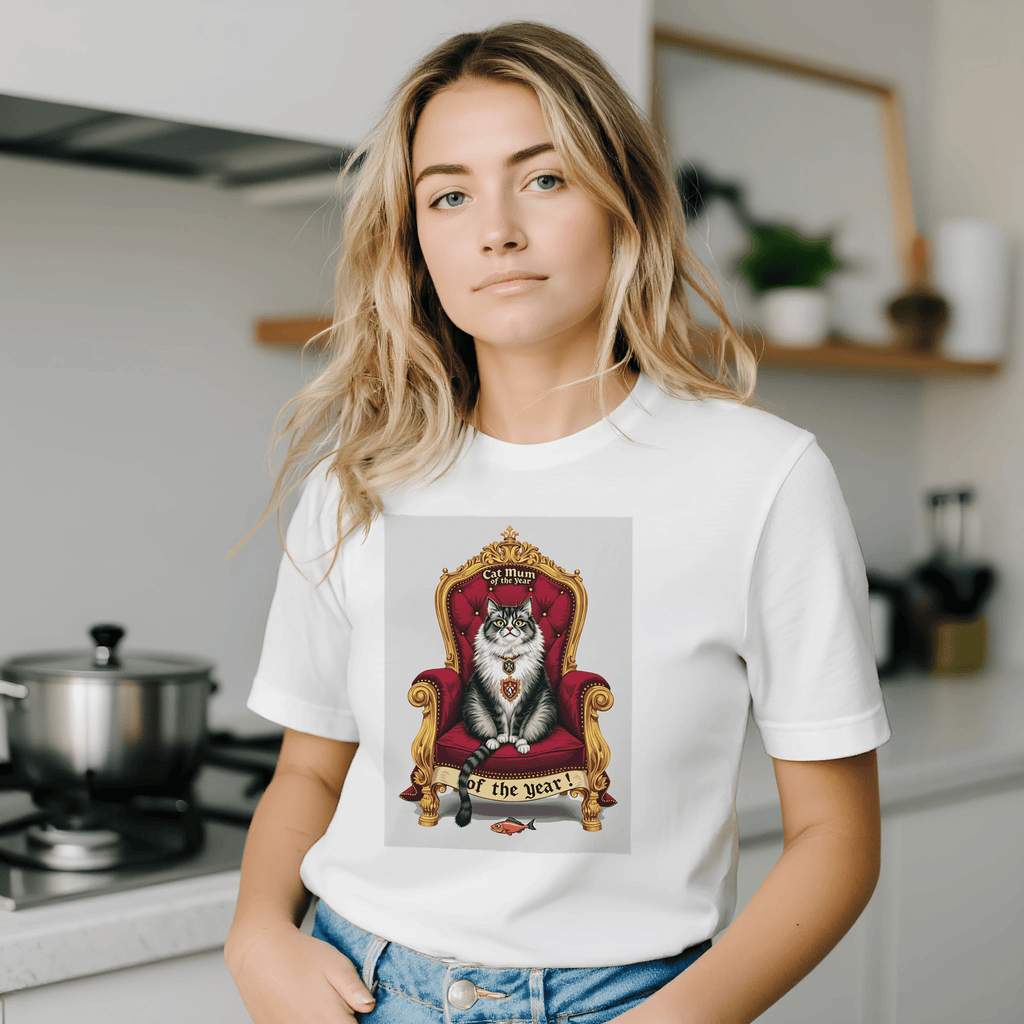 Cat Mum of the Year Royal Portrait T-Shirt | Cat Lover Gift UK - Wild Thread Co