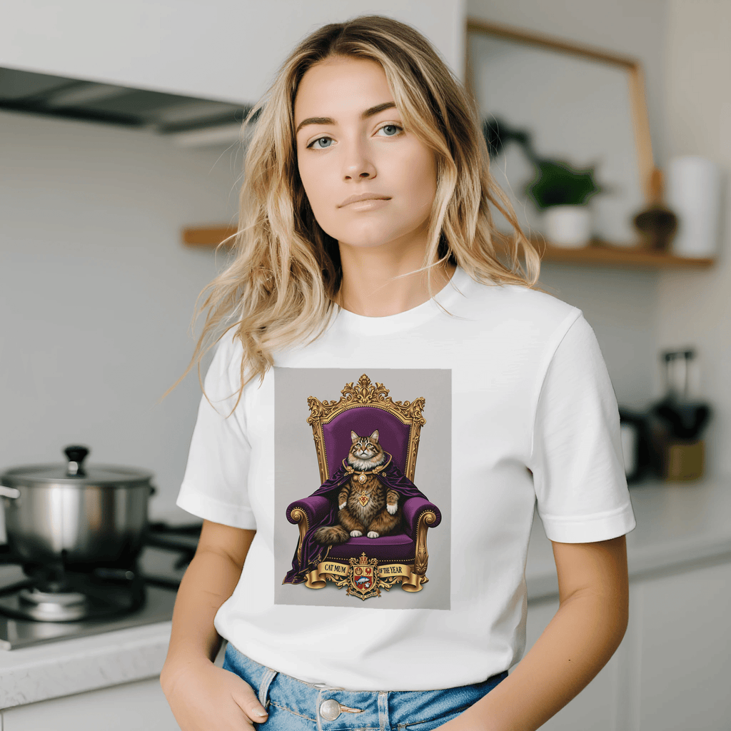 Cat Mum of the Year T-Shirt | Funny Cat Lover Gift | Royal Portrait Tee - Wild Thread Co