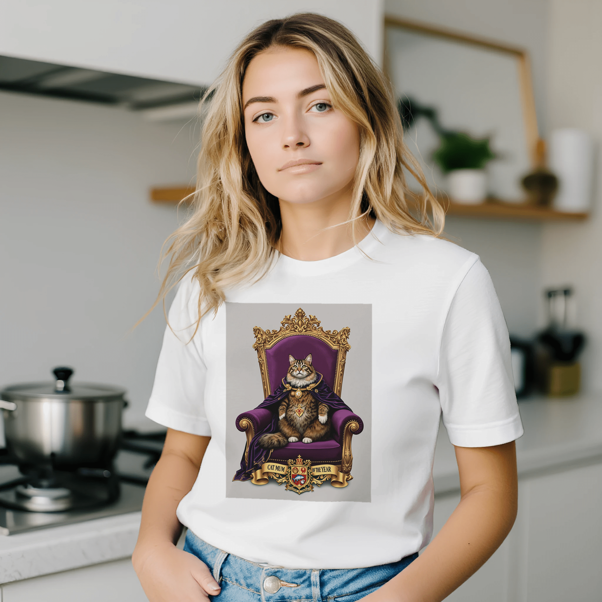 Cat Mum of the Year T-Shirt | Funny Cat Lover Gift | Royal Portrait Tee - Wild Thread Co