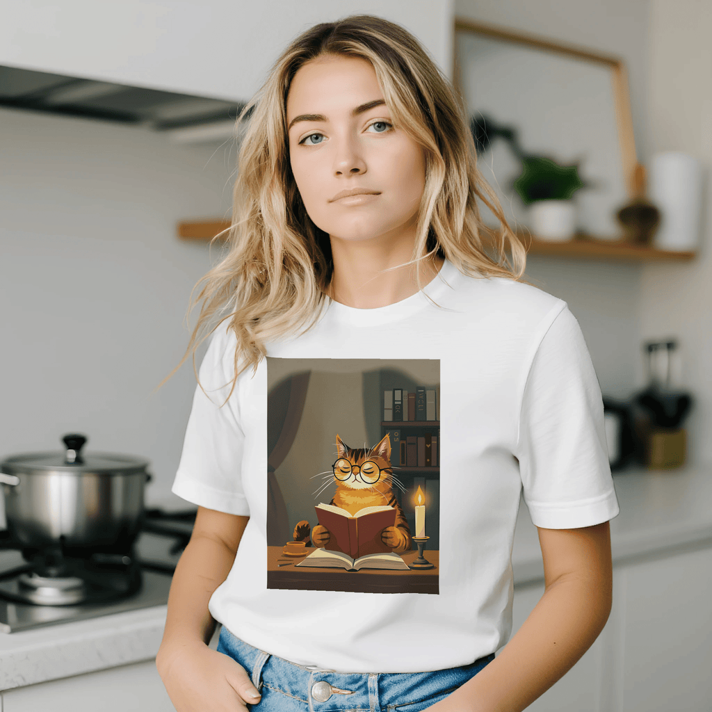 Cat Reading Book T-Shirt | Unique Gift UK - Wild Thread Co