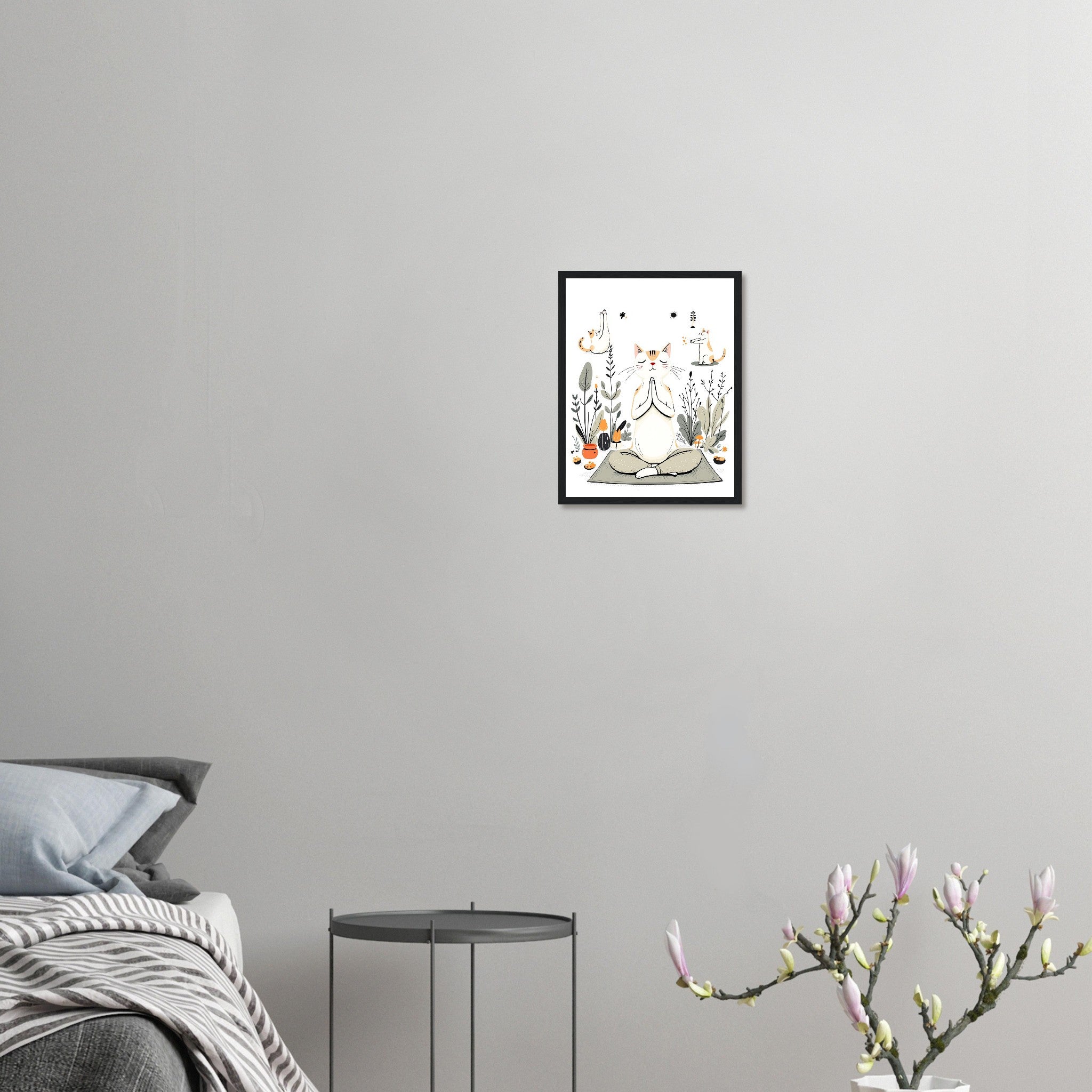Cat Yoga Poses Art Wall Art Ready to Hang UK Framed Print Hang Framed Art Print — detail view | Wild Thread Co