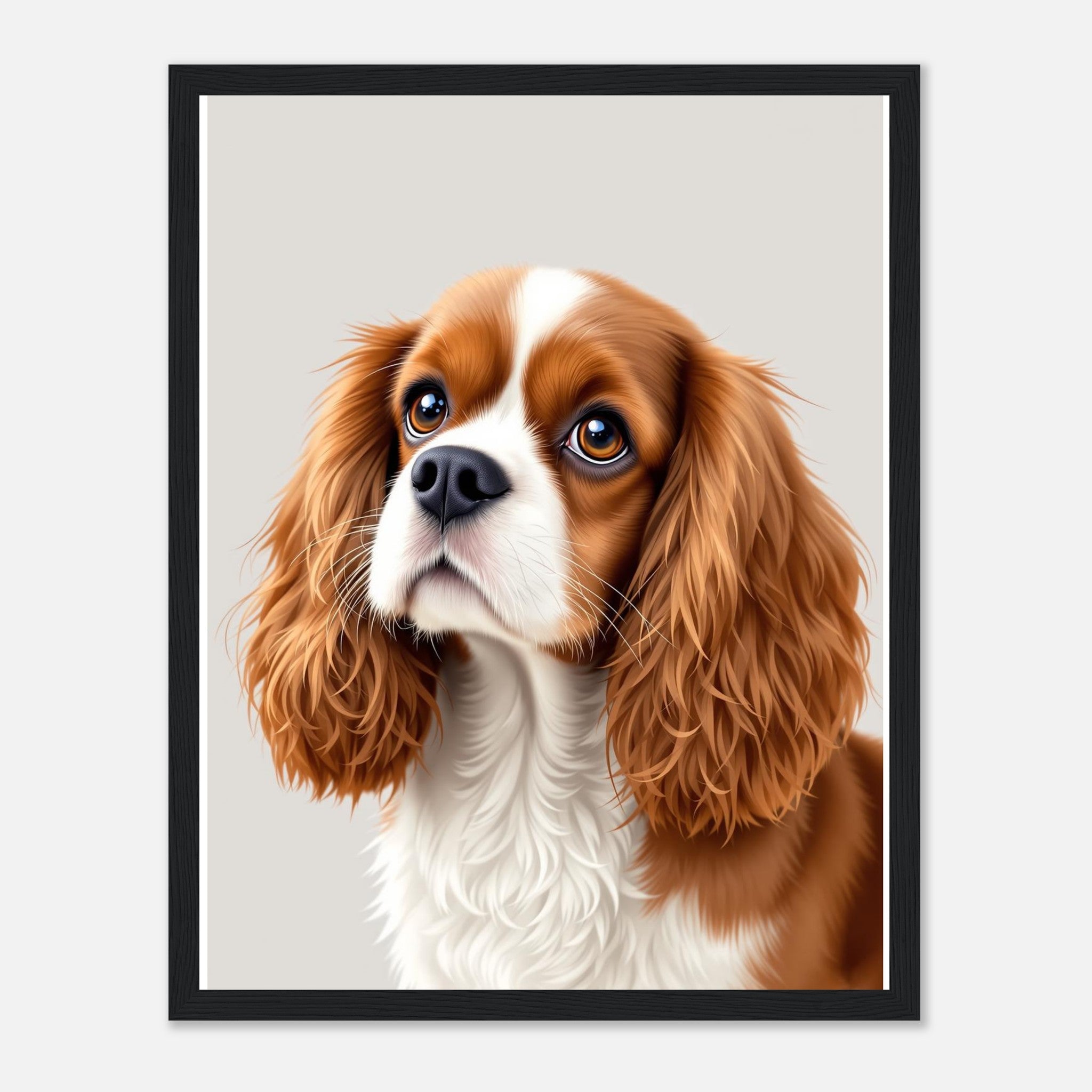 Cavalier King Charles Art Wall Art Ready to Hang UK Framed Art Print — detail view | Wild Thread Co