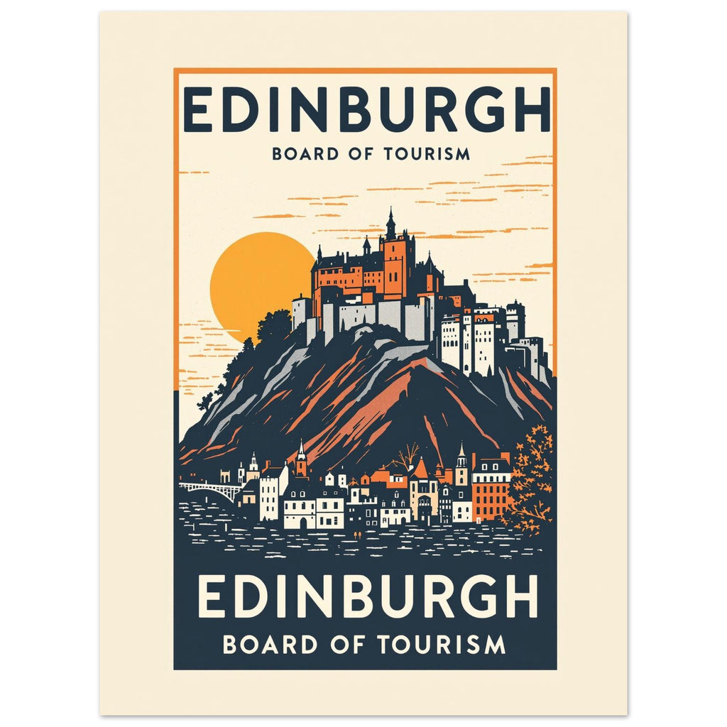 Edinburgh Vintage Travel Poster Art Print — detail view | Wild Thread Co