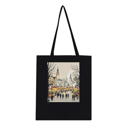 Christmas Market Lanterns Victorian Tote Bag Cotton Shopper UK Tote Bag — detail view | Wild Thread Co
