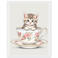 Cat And Teacup Art Framed Print Wall Art Ready to Hang UK — Framed Art Print | Wild Thread Co