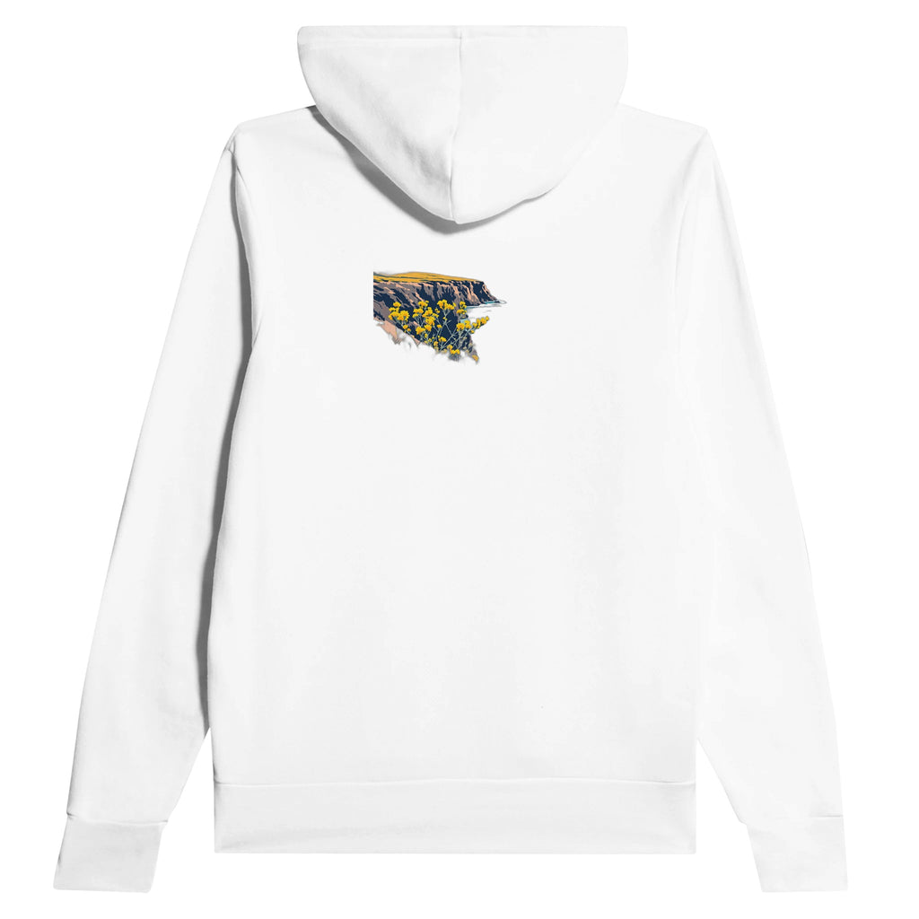 Gorse Coastal Moor Yellow Hoodie — detail view | Wild Thread Co