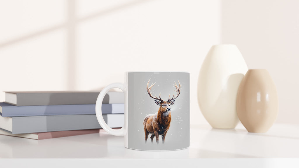 Red Deer Winter Stag Mug — detail view | Wild Thread Co