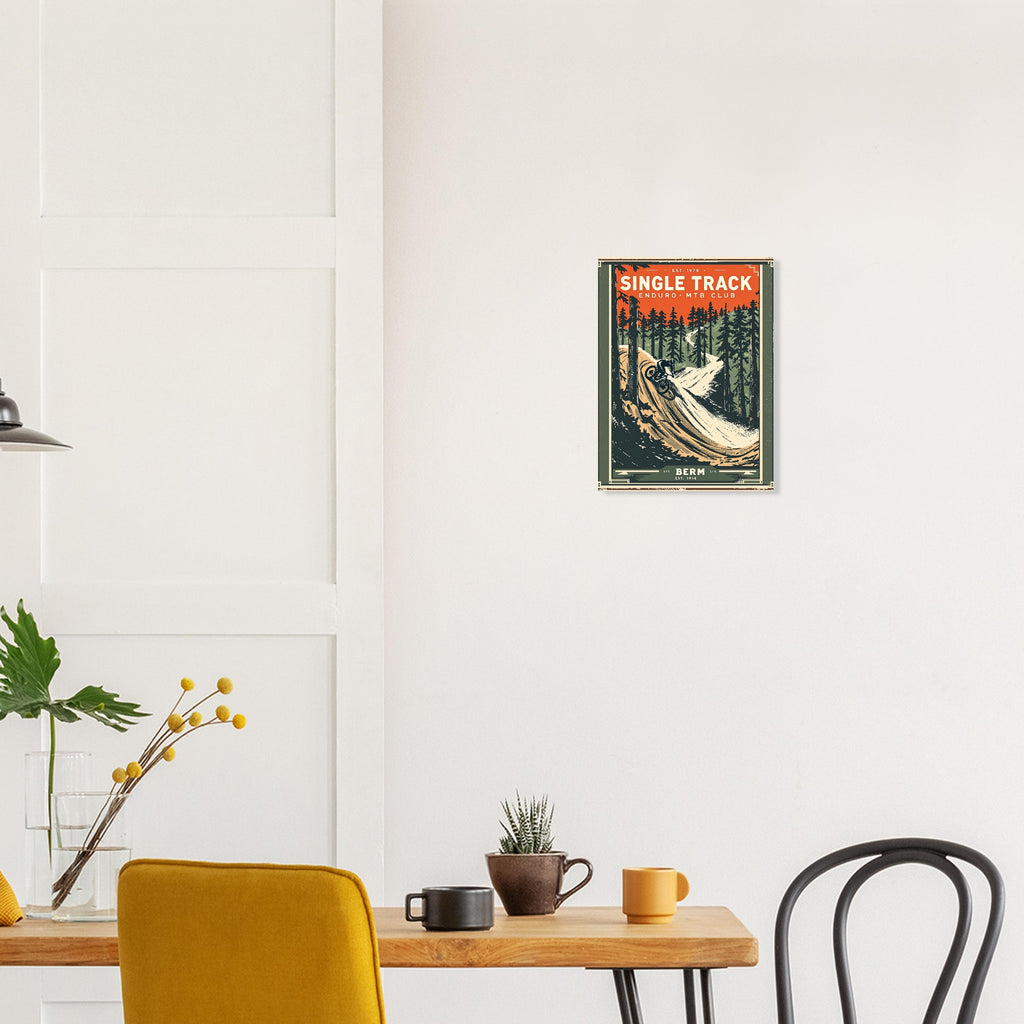 Single Track Vintage Travel Poster Art Print — detail view | Wild Thread Co