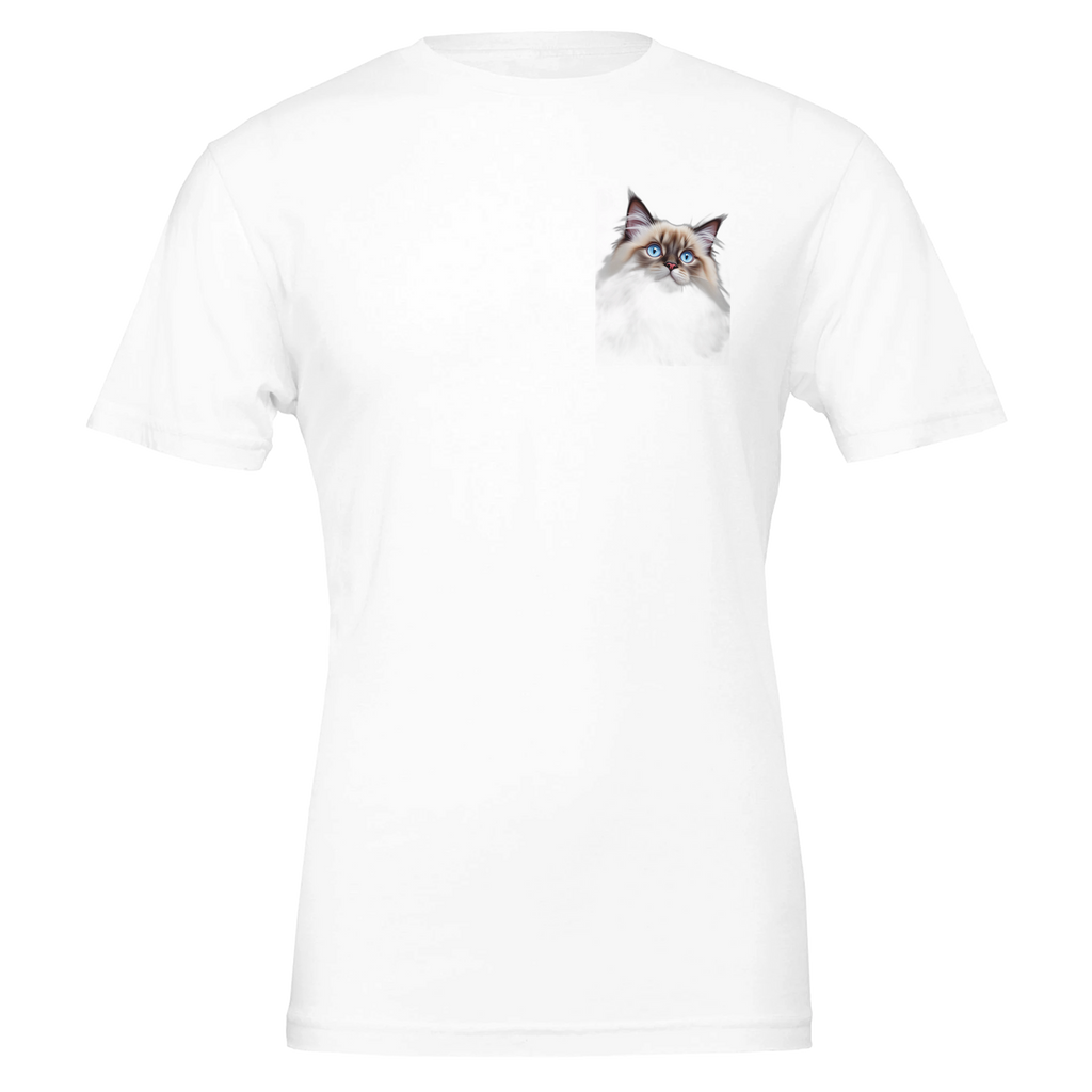 Ragdoll Cat Blue Eyes T-Shirt — detail view | Wild Thread Co
