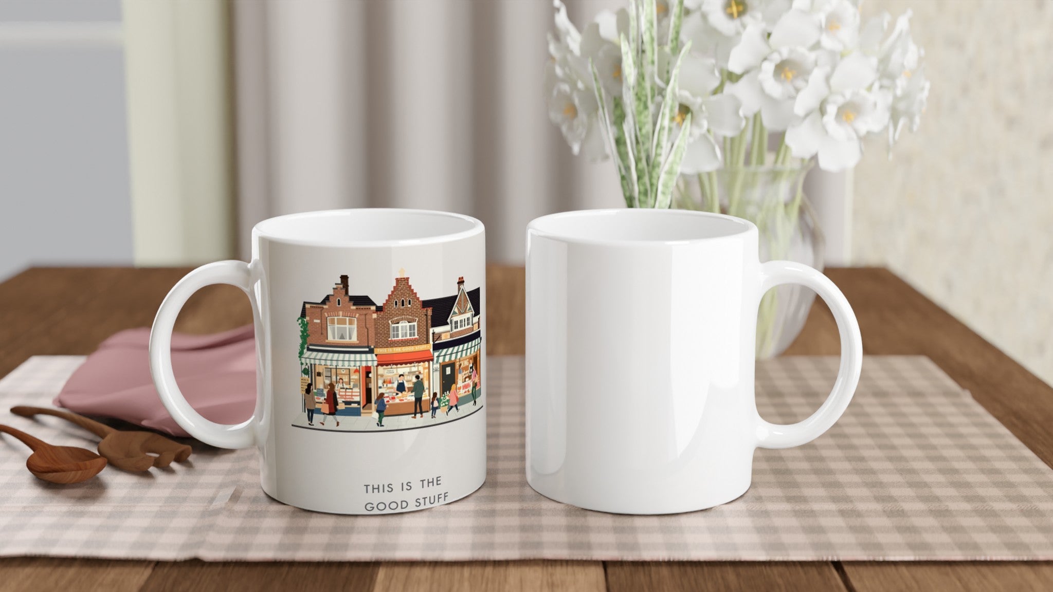 Yorkshire Market Town Saturday Morning Mug — detail view | Wild Thread Co