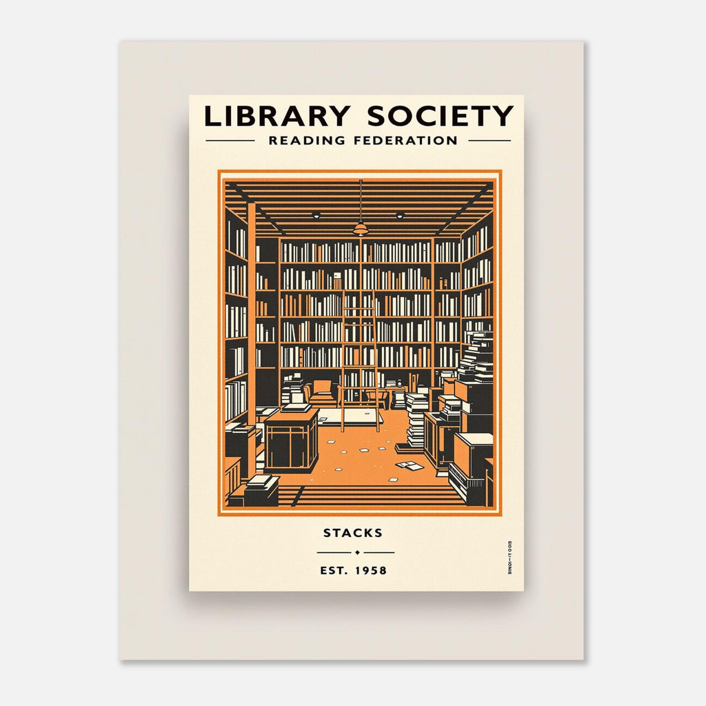 Library Society Vintage Travel Poster Art Print — detail view | Wild Thread Co